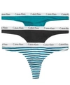 Calvin Klein Carousel Cotton Thong 3-pack Qd3587 In Sp S W/ma/mz/bk
