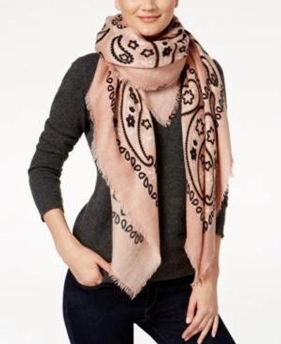 Steve Madden Bandana Print Square Blanket Wrap In Blush