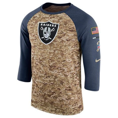 Nike Men's Oaland Raiders Nfl Salute To Service Raglan T-shirt, Brown