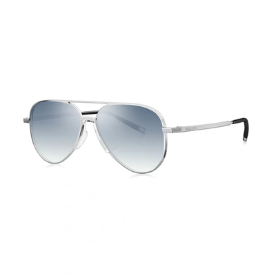 Bolon Devon Blue Aviator Unisex Sunglasses Bl1002 B90 56 In Blue,silver Tone