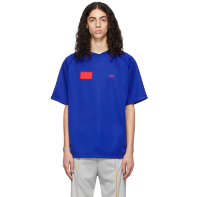 424 Embroidered-logo Panelled T-shirt In Blau
