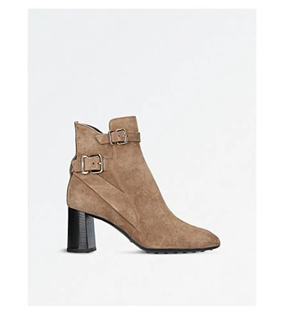 Tod's Gomma T70 Suede Ankle Boots In Taupe