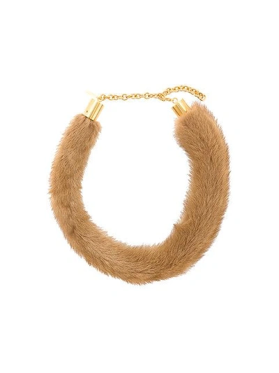 Marni Mink Fur Necklace In Brown