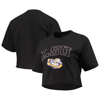 Champion Women's  Black Lsu Tigers Cropped Boyfriend T-shirt