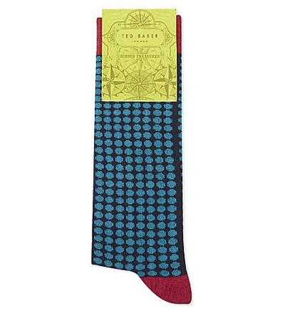 Ted Baker Spotted Print Cotton-blend Socks In Pink