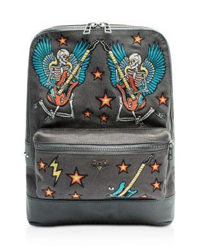 Zadig & Voltaire Arizona Canvas Embroidered Backpack In Elephant/silver