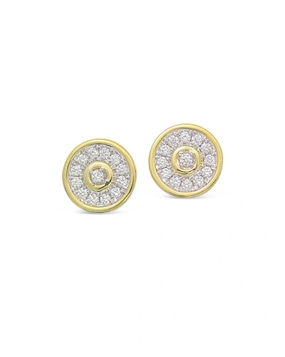Frederic Sage 18k White & Yellow Gold Firenze Diamond Disc Stud Earrings In White/gold