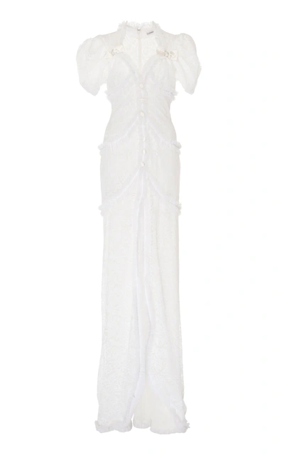 Alessandra Rich Bow Lace Gown In White
