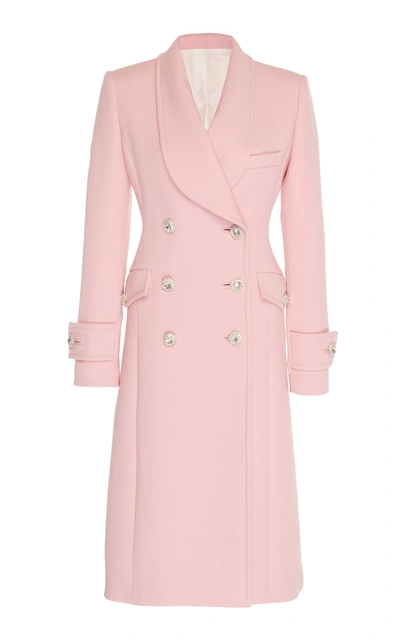 Alessandra Rich Crystal-embellished Wool-cady Coat In Pink