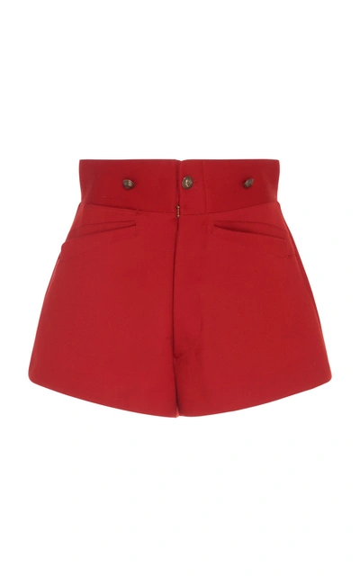Maison Margiela High Waisted Riding Shorts In Red