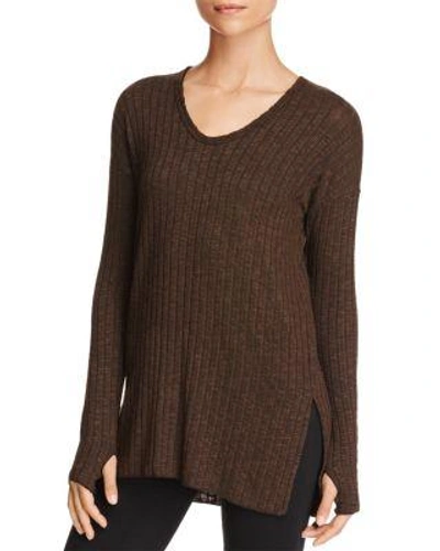 Michael Stars V-neck Ribbed Tunic In Loden