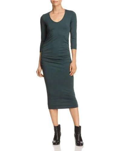 Michael Stars Ruched Midi Dress In Forest