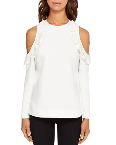 Ted Baker Steffe Ruffled Cold-shoulder Top In Ivory