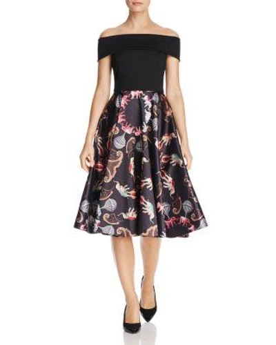 Ted Baker Dulcci Printed Off-the-shoulder Dress 100% Exclusive In Black