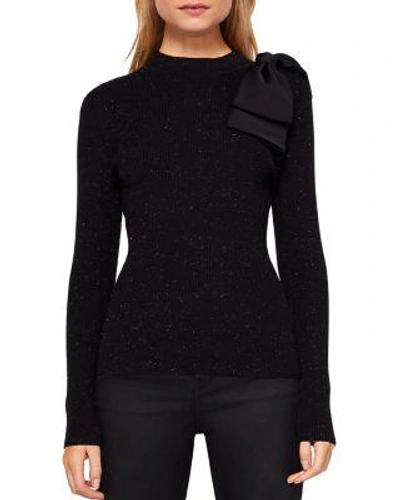 Ted Baker Gabiell Bow-detail Sparkle Knit Sweater In Black
