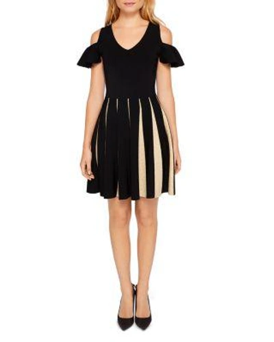 Ted Baker Wytney Cold-shoulder Skater Dress In Black