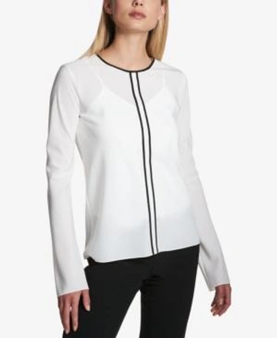 Dkny Piped Top In White/black