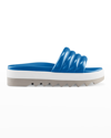 Cougar Prato Patent Flat Slide Sandals In Blue