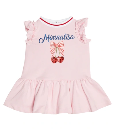 Monnalisa Baby Embellished Cotton-blend Dress In Rosa Fairy Tale