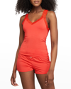 Fleur't Iconic Lace Trim Camisole With Shelf Bra In Goji