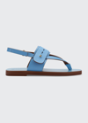 Mercedes Castillo Adria Napa Thong Flat Sandals In Ocean Blue