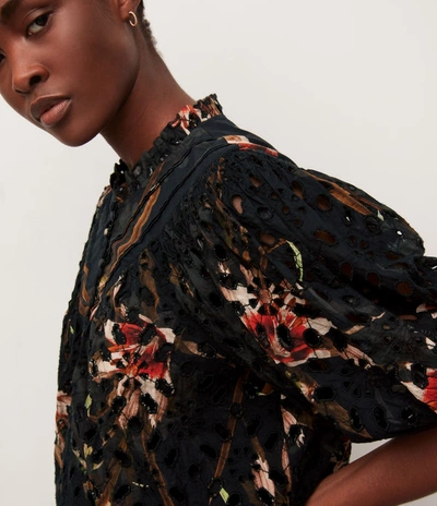 Allsaints Tila Kuroyuri Floral Cotton Blouse In Black