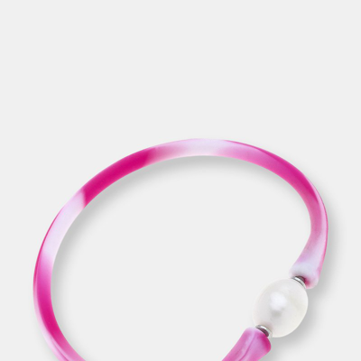 Canvas Style Bali Freshwater Pearl Silicone Bracelet In Pink