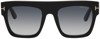 Tom Ford Renee Flat Top Sunglasses, 52mm In Shiny Black / Gradient Smoke
