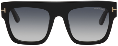 Tom Ford Renee Flat Top Sunglasses, 52mm In 01b Shiny Black/grad