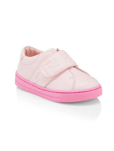 Fendi Baby's Leather Grip-tape 3d Logo Sneakers In Pink