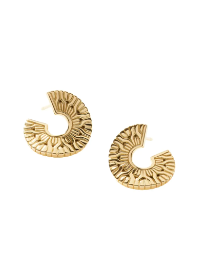 John Hardy 18k Yellow Gold Classic Chain Patterned Radial Hoop Earrings In Metallic