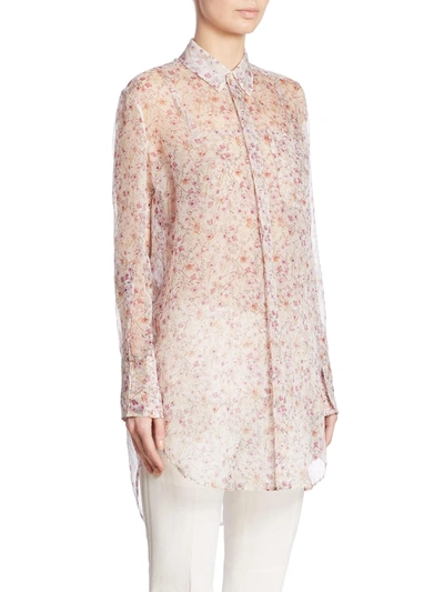 Calvin Klein Kershaw Floral-print Silk Tunic In Brush Rose