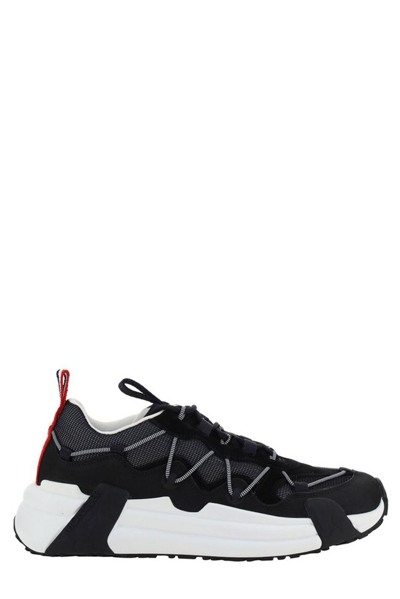 Moncler Compassor Mesh-trimmed Nubuck And Suede Sneakers In Black