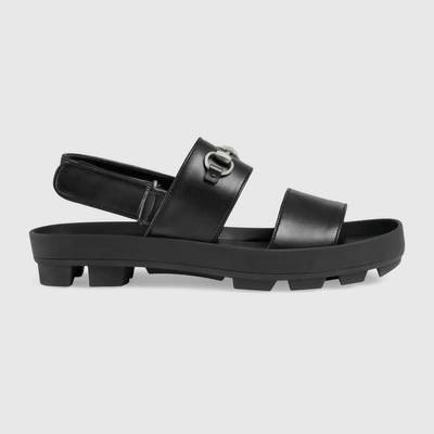 Gucci Black Leather Sandal