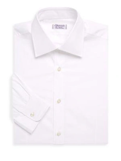 Charvet Slim Fit-poplin Cotton Dress Shirt In White