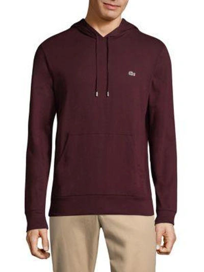 Lacoste Cotton Pullover Hoodie In Red Grape