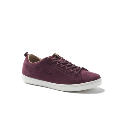 Lacoste Men's Straightset Suede Sneakers In Burgundy