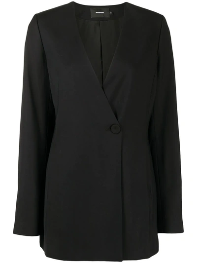Goodious Double-breasted V-neck Coat In Schwarz