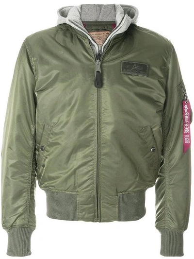 Alpha Industries Green In Grey