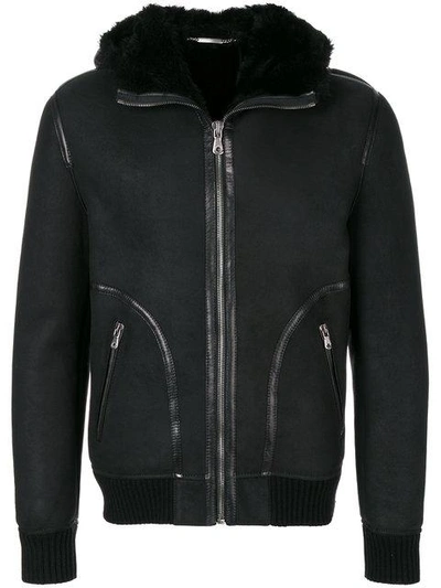 Dolce & Gabbana Hooded Leather Jacket In Multi