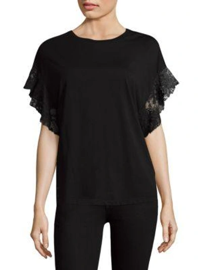 Ag Cotton Lace Tee In True Black