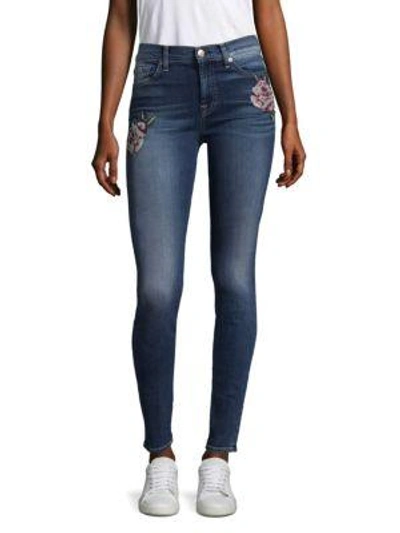7 For All Mankind Floral Needle Point Skinny Jeans In Liberty