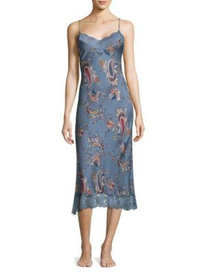 Jonquil Paisley Sheath Dress In Steal Blue