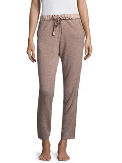 Josie Natori Ribbed Cashmere Jogger Pants In Taupe