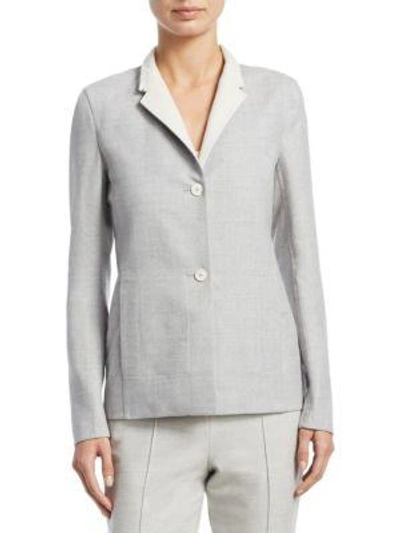 Akris Oberon Reversible Wool Jacket In Gravel-off White