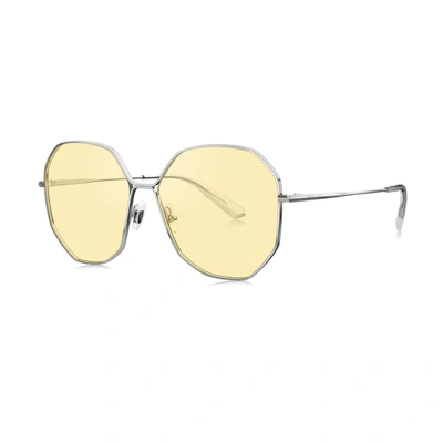 Bolon Kelly Yellow Geometric Ladies Sunglasses Bl7083 B91 58 In Silver Tone,yellow