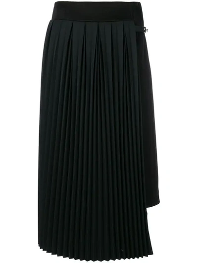Loewe Pleated Panel A-line Skirt In Black