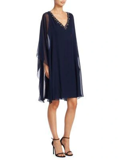 Reem Acra Embellished Caftan Dress In Navy