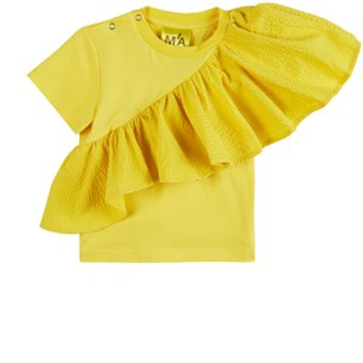 Marques' Almeida Marques ' Almeida Kids' Asymmetric Ruffle Organic Cotton Top In Yellow