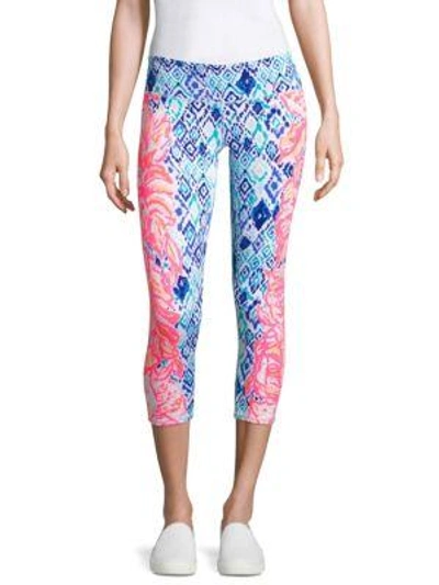 Lilly Pulitzer Weekender Cropped Leggings In Serene Blue Kaleidoscope